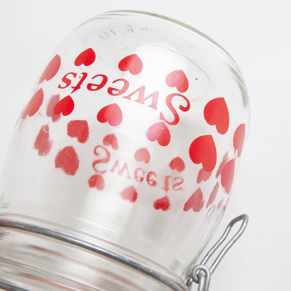 Vintage Hermetic Sweets Candy Stash Jar Hearts Carlton Glass Storage w/ Lid 3/4L - Picture 14 of 16